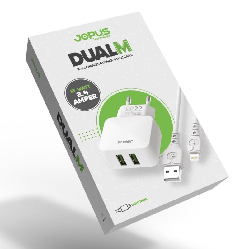 Jopus Universal Lightning JO-DU01 Dualm 2in1 2,4 A Sarj Seti