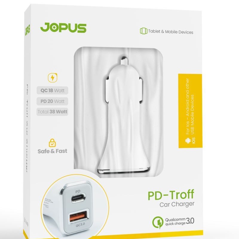 Jopus Universal JO-A7 Troff PD 3.0 20W USB / PD Qc 3.0 18W Araç Sarji