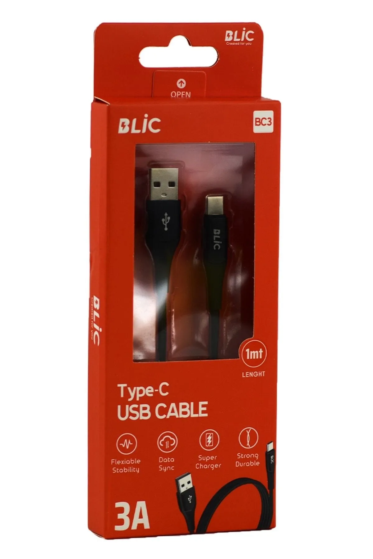 Bc3 Type-C USB Şarj Kablosu SİYAH