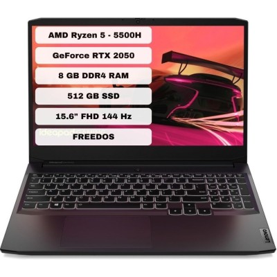 deapad Gaming 3 AMD Ryzen 5 5500H 8GB 512GB SSD RTX2050 Freedos 15.6" FHD Taşınabilir Bilgisayar 82K202BRTX