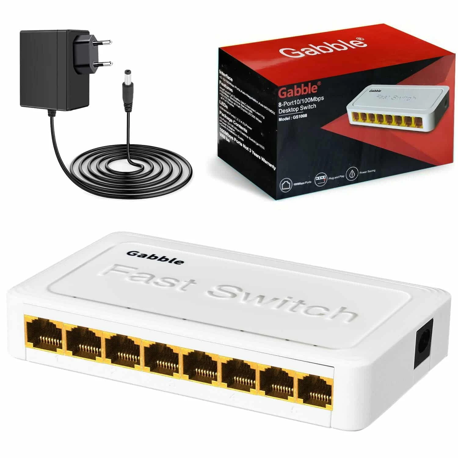 Ethernet Switch Hub 8 Port 10/100mbps Gabble Gab-swc08