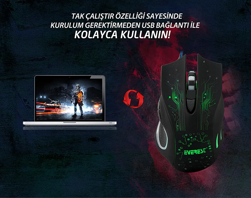 SM-790 SWANKY Siyah 3200 DPI Gaming Oyuncu Mouse