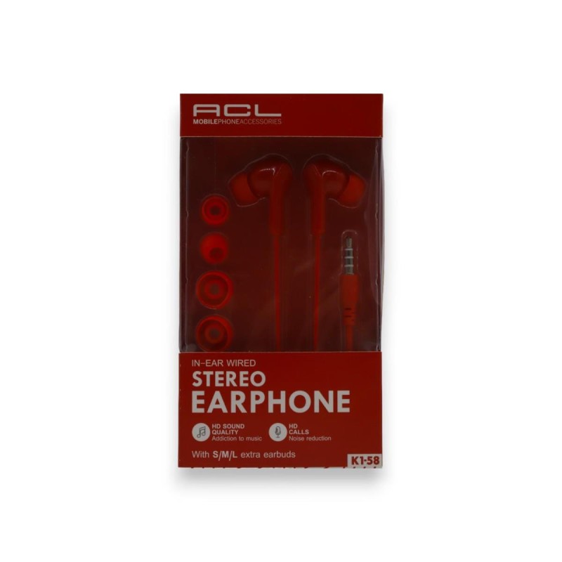 ACL K1-58 EARPHONE 1.2 MT MİKRAFONLU KULAKLIK KIRMIZI