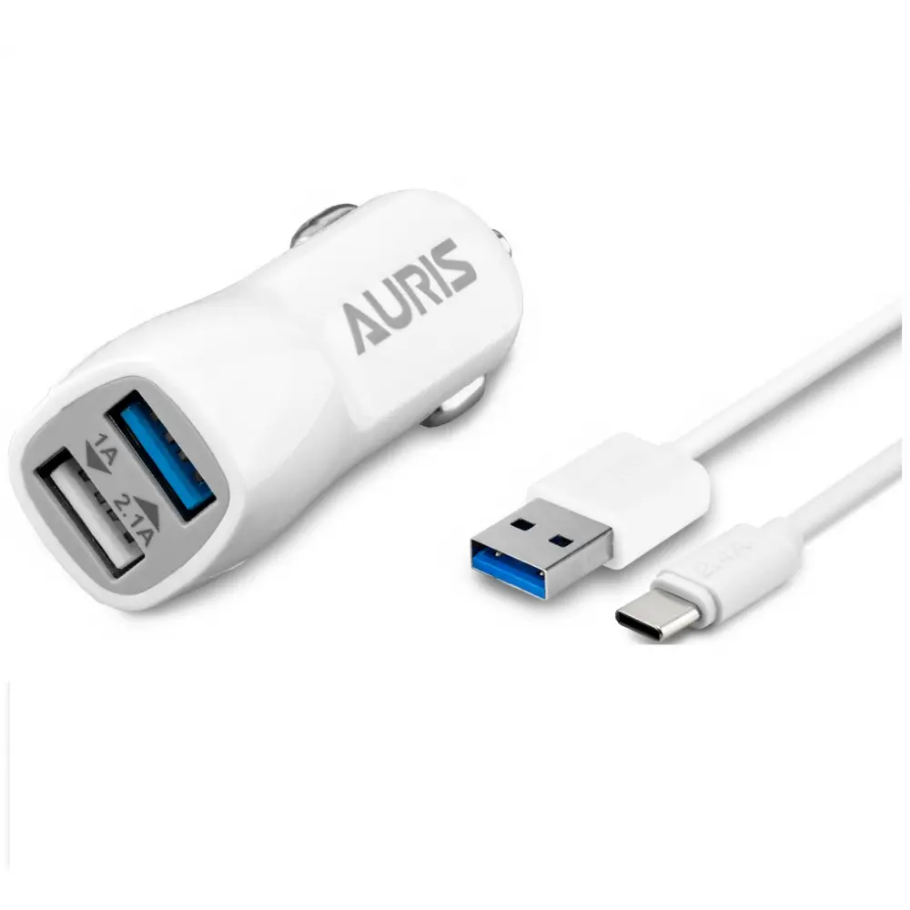 AurisAuris Ars-Cr03 3.1a Hızlı Type-c Kablo 2 Usb Girişli Araç Oto Şarj Başlığı Çakmaklık Typec 3.1 Amper