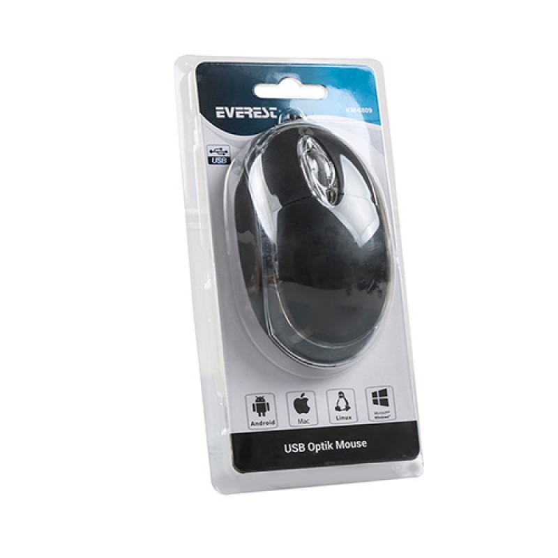 Everest KM-6809 Usb Black Blue Illuminated Optical Mouse