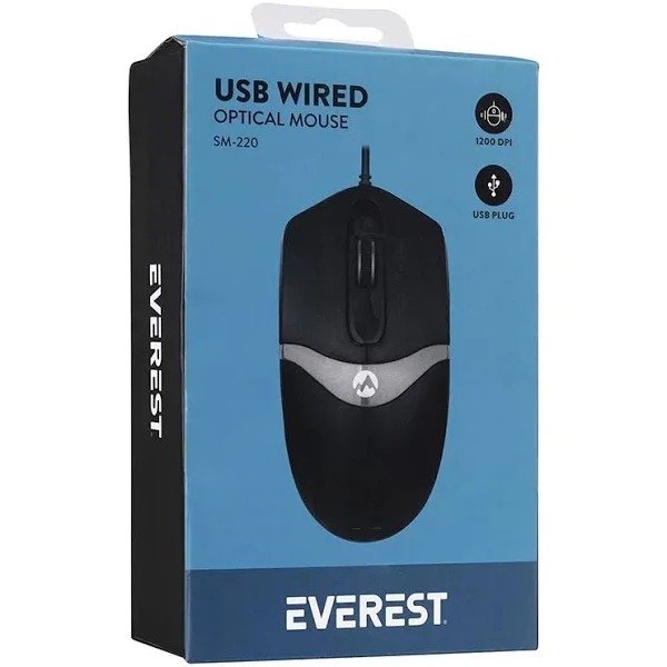 Everest SM-220 Usb Siyah/Gri 1200dpi 3D Optik Kablolu Mouse