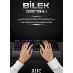 Siyah Bilek Destekli Rgb Red Switch Türkçe Q Gaming Oyuncu Mekanik Klavye BKB5