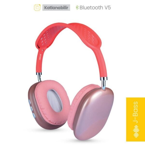 Jopus Acustica Mikrofonlu Bluetooth Kulaklık Kırmızı Renk