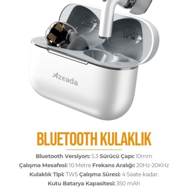Azeada Azeada AZ-BT10 TWS Bluetooth Kulaklık Beyaz Renk