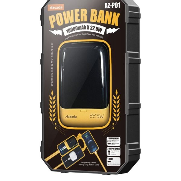 Azeada AZ-P01 22,5W 10000mAh Power Bank Dahili Kablolu