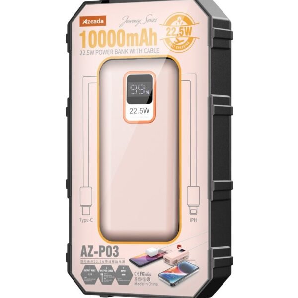 Azeada AZ-P03 22,5W 10000mAh Power Bank Dahili Kablolu