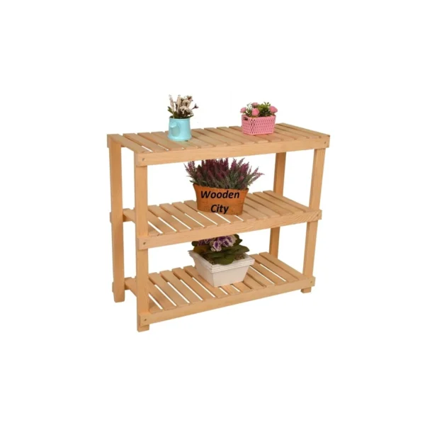 Wooden City Dekoratif Katlı Ahşap Raf Portatif Ayakkabılık Naturel